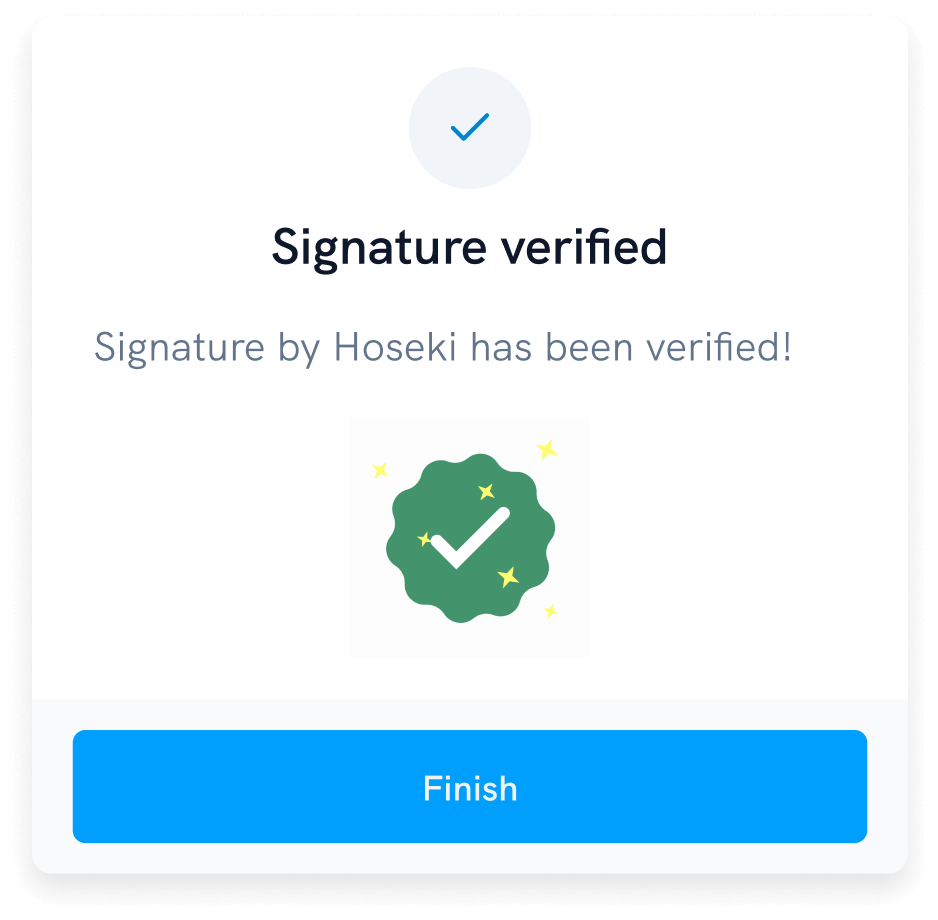 signature verification success modal